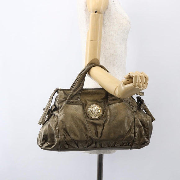 GUCCI Histeria Hand Bag Leather Gold Tone 197020 Auth kk589