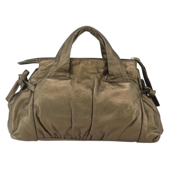 GUCCI Histeria Hand Bag Leather Gold Tone 197020 Auth kk589