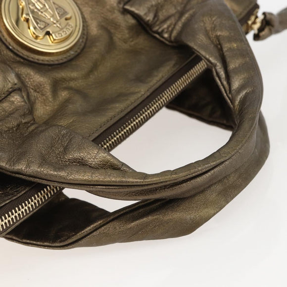 GUCCI Histeria Hand Bag Leather Gold Tone 197020 Auth kk589