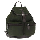 PRADA Backpack Nylon Khaki Silver Auth kk592-1