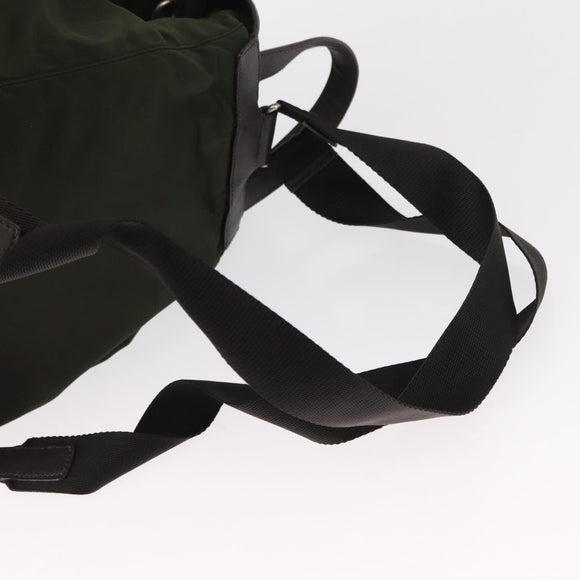 PRADA Backpack Nylon Khaki Silver Auth kk592