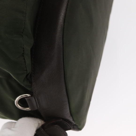 PRADA Backpack Nylon Khaki Silver Auth kk592
