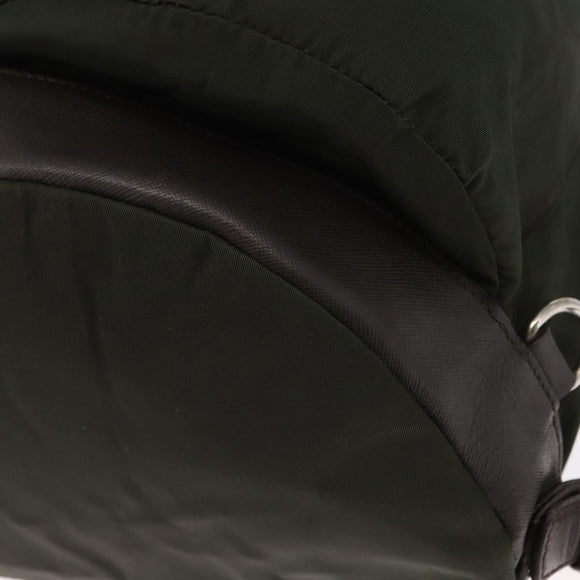 PRADA Backpack Nylon Khaki Silver Auth kk592