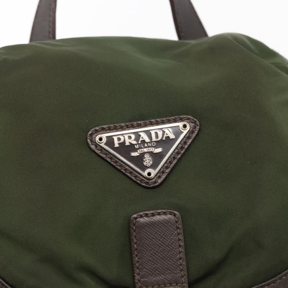PRADA Backpack Nylon Khaki Silver Auth kk592