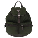 PRADA Backpack Nylon Khaki Silver Auth kk592-2