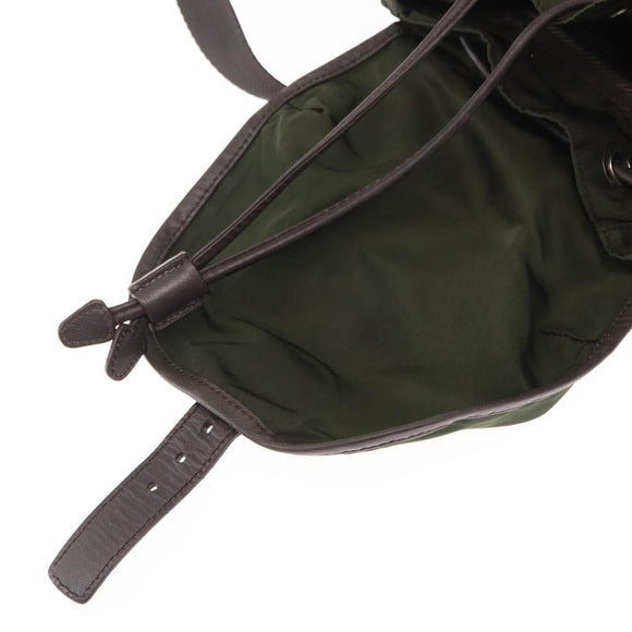 PRADA Backpack Nylon Khaki Silver Auth kk592