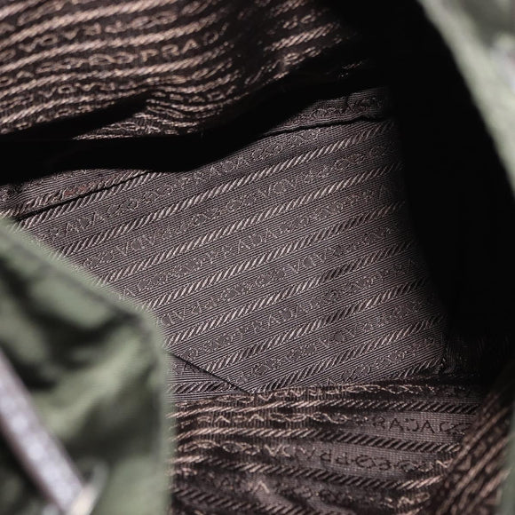 PRADA Backpack Nylon Khaki Silver Auth kk592