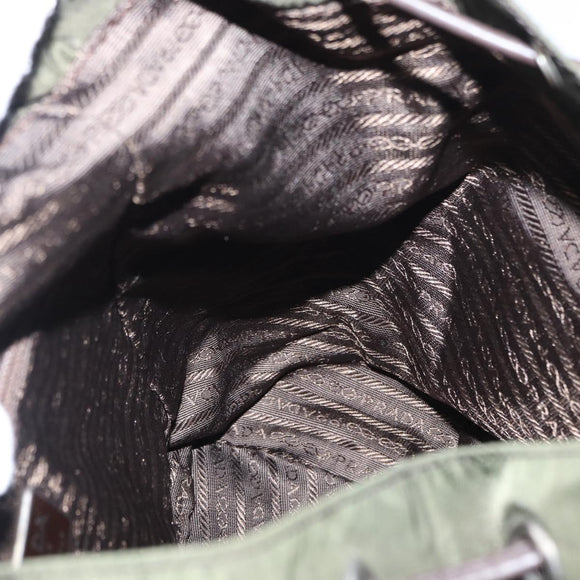 PRADA Backpack Nylon Khaki Silver Auth kk592