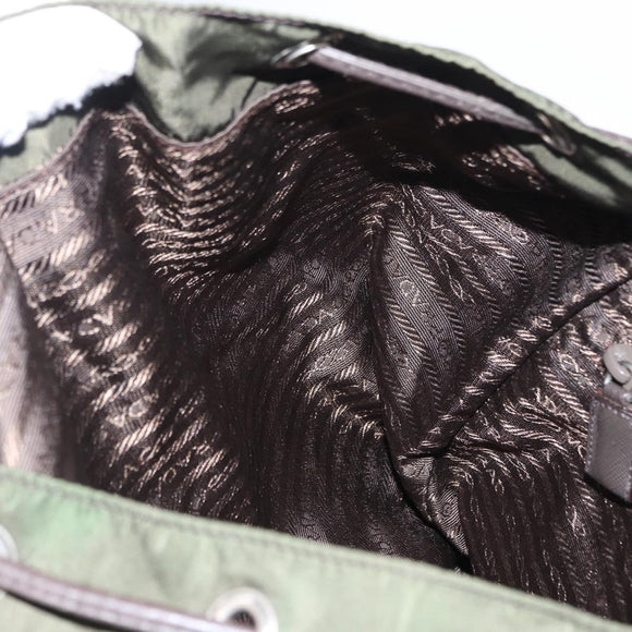 PRADA Backpack Nylon Khaki Silver Auth kk592