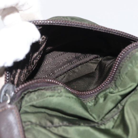 PRADA Backpack Nylon Khaki Silver Auth kk592