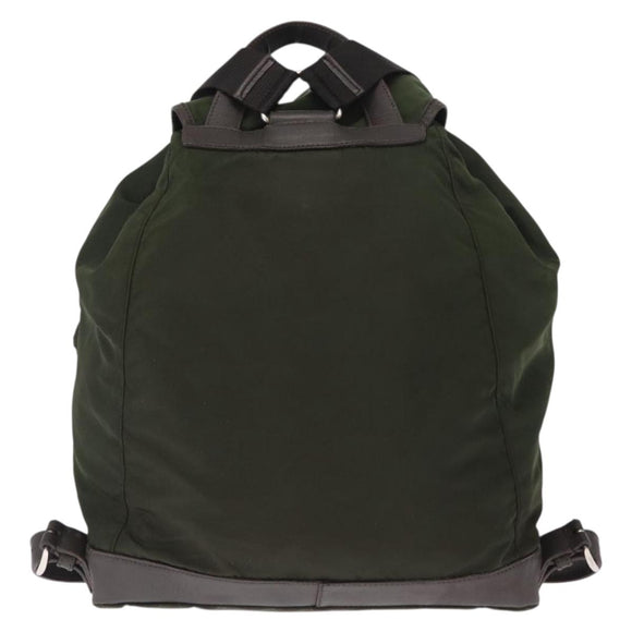 PRADA Backpack Nylon Khaki Silver Auth kk592