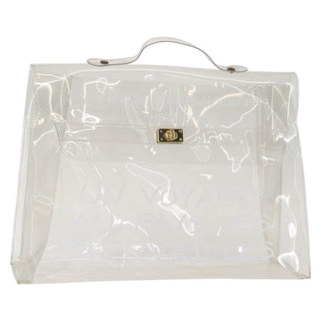 HERMES Vinyl Kelly Hand Bag Vinyl Clear Auth kk593