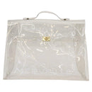 HERMES Vinyl Kelly Hand Bag Vinyl Clear Auth kk593-13