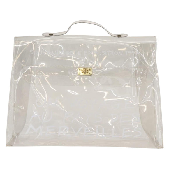 HERMES Vinyl Kelly Hand Bag Vinyl Clear Auth kk593