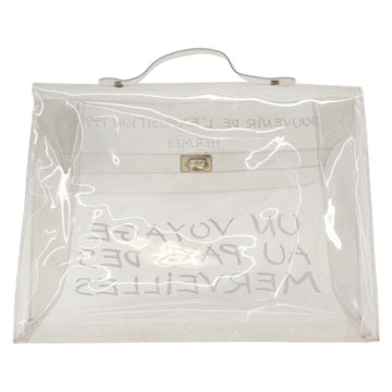 HERMES Vinyl Kelly Hand Bag Vinyl Clear Auth kk593 - 0