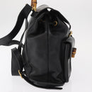 GUCCI Bamboo Backpack Leather Black Gold 003 2058 0016 Auth kk594-5
