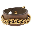 FENDI Bracelet Leather Beige Auth kk598-3