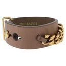 FENDI Bracelet Leather Beige Auth kk598-4