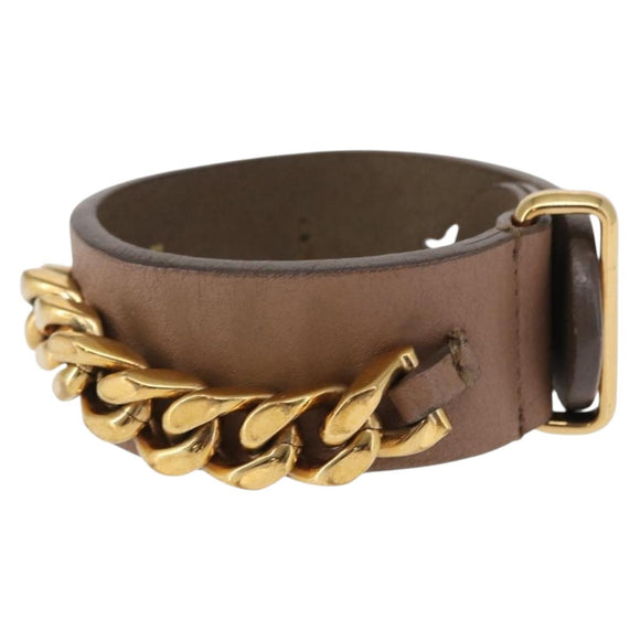 FENDI Bracelet Leather Beige Auth kk598
