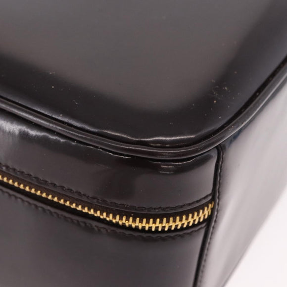 GUCCI Bamboo Vanity Hand Bag Patent 2way Black Gold 000 3270 0323 Auth kk600