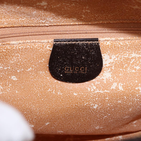 GUCCI Bamboo Vanity Hand Bag Patent 2way Black Gold 000 3270 0323 Auth kk600