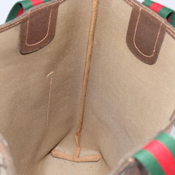 GUCCI GG Supreme Web Sherry Line Tote Bag PVC Beige Gold 89 02 003 Auth kk601