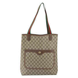 GUCCI GG Supreme Web Sherry Line Tote Bag PVC Beige Gold 89 02 003 Auth kk601 - 0