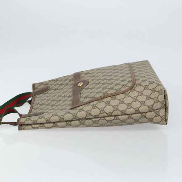 GUCCI GG Supreme Web Sherry Line Tote Bag PVC Beige Gold 89 02 003 Auth kk601