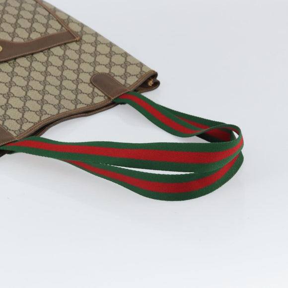 GUCCI GG Supreme Web Sherry Line Tote Bag PVC Beige Gold 89 02 003 Auth kk601