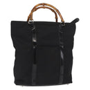 GUCCI Bamboo Hand Bag Nylon Black Silver 000 1998 0508 Auth kk602-1