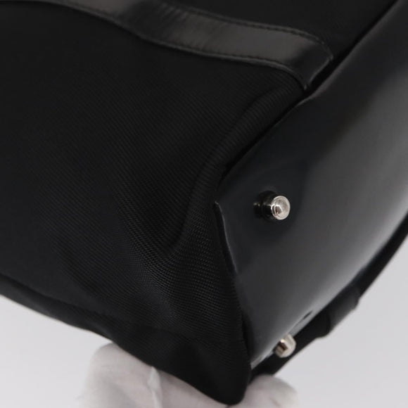 GUCCI Bamboo Hand Bag Nylon Black Silver 000 1998 0508 Auth kk602