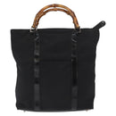 GUCCI Bamboo Hand Bag Nylon Black Silver 000 1998 0508 Auth kk602-2