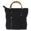 GUCCI Bamboo Hand Bag Nylon Black Silver 000 1998 0508 Auth kk602-3