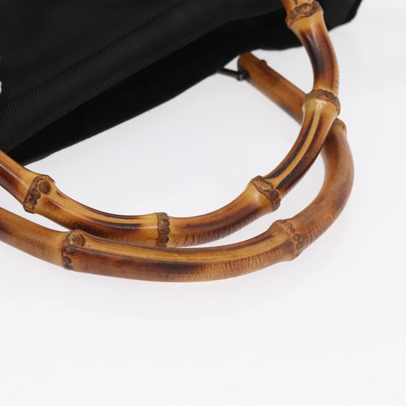 GUCCI Bamboo Hand Bag Nylon Black Silver 000 1998 0508 Auth kk602
