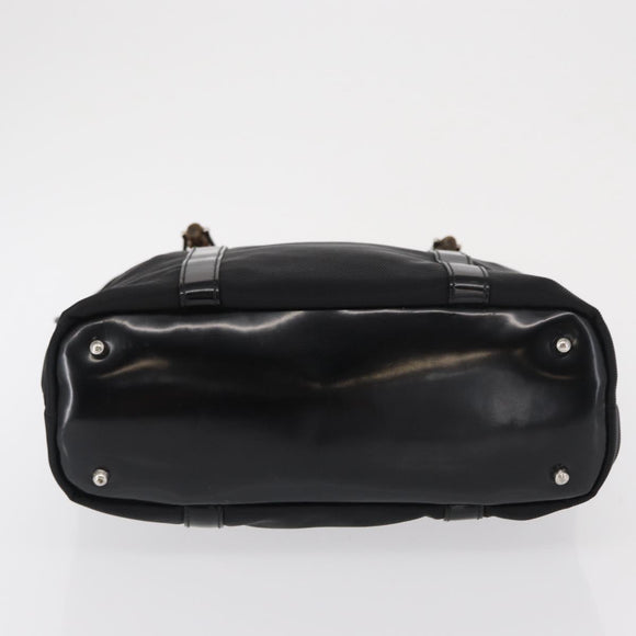 GUCCI Bamboo Hand Bag Nylon Black Silver 000 1998 0508 Auth kk602