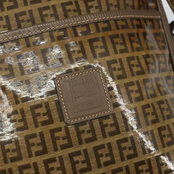 FENDI Zucchino Canvas Shoulder Bag Brown Auth kk603