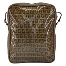 FENDI Zucchino Canvas Shoulder Bag Brown Auth kk603-2