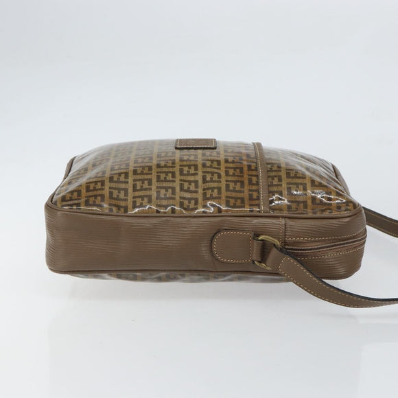 FENDI Zucchino Canvas Shoulder Bag Brown Auth kk603