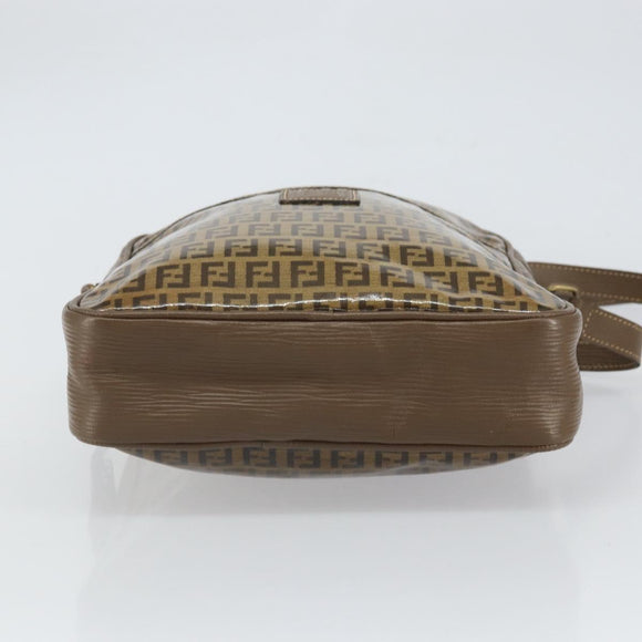 FENDI Zucchino Canvas Shoulder Bag Brown Auth kk603