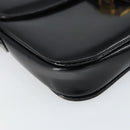 CELINE Horse Carriage Shoulder Bag Leather Black Gold Auth kk609-14