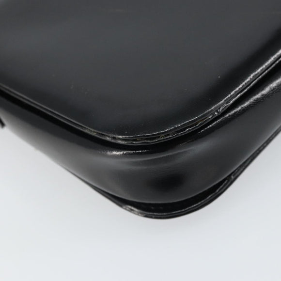 CELINE Horse Carriage Shoulder Bag Leather Black Gold Auth kk609