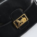 CELINE Horse Carriage Shoulder Bag Leather Black Gold Auth kk609-17