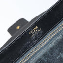 CELINE Horse Carriage Shoulder Bag Leather Black Gold Auth kk609-10