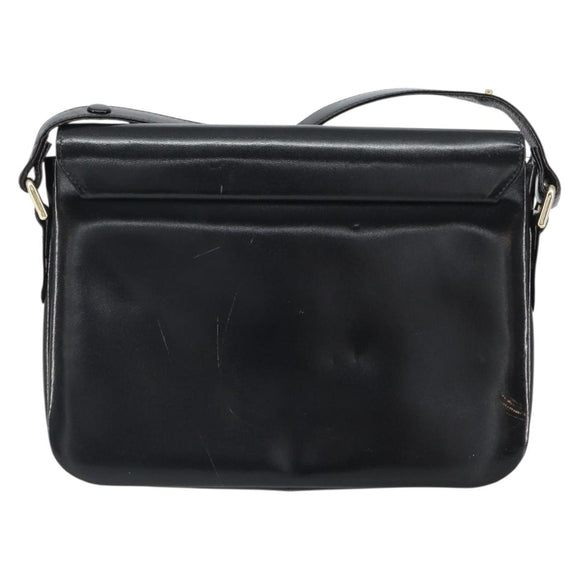 CELINE Horse Carriage Shoulder Bag Leather Black Gold Auth kk609