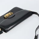 CELINE Horse Carriage Shoulder Bag Leather Black Gold Auth kk609-6