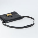 CELINE Horse Carriage Shoulder Bag Leather Black Gold Auth kk609-7