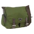 PRADA Shoulder Bag Nylon Silver Khaki Auth kk616-1
