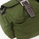 PRADA Shoulder Bag Nylon Silver Khaki Auth kk616-15