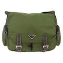 PRADA Shoulder Bag Nylon Silver Khaki Auth kk616-13