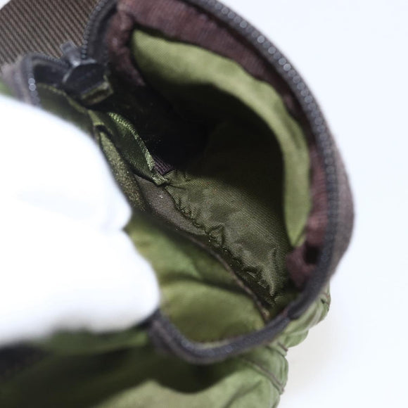 PRADA Shoulder Bag Nylon Silver Khaki Auth kk616